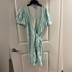 Draper James Blue and White Striped Midi Dress